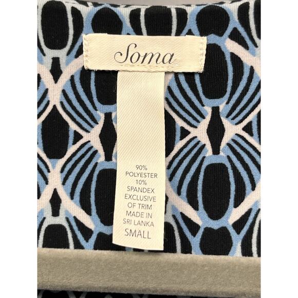 Soma Sleeveless Dress Womens Small Blue White Stretch Surplice Twist Front‎ - Picture 4 of 5